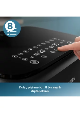 Philips NA350/00 Airfryer 9 lt Tek Hazneli Led Ekranlı Sıcak Hava Fritözü Siyah