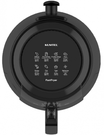 Kumtel Digital Fastfryer HAF-02 XL Airfryer 5.5 lt Tek Hazneli Yağsız Sıcak Hava Fritözü Siyah