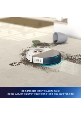 Philips HomeRun 7000 Serisi Aqua XU7000/02 Akıllı 5000 Pa Beyaz Robot Süpürge