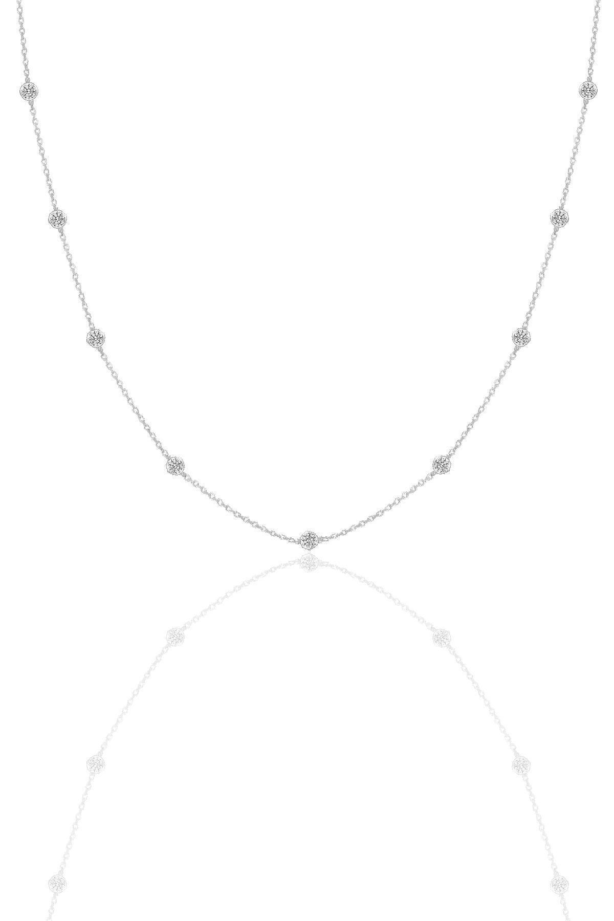 Söğütlü Silver Beyaz Zirkon Taşlı 925 Ayar Kararmayan Zincir Forse Zincir Kadın Gümüş Kolye 45 cm