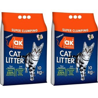 Akkum Lavanta Kokulu Topaklanan İnce Taneli Bentonit Kedi Kumu 2x10 kg