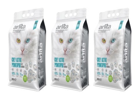 Arlita Fresh Kokulu Topaklanan İnce Taneli Aktif Karbonlu Bentonit Kedi Kumu 3x10 lt
