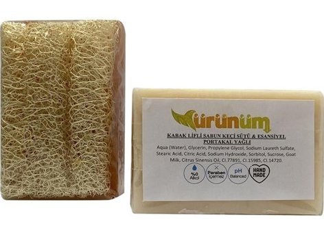 Ürünüm Şifalı Bitkiler Kabak Lifli-Keçi Sütlü-Portakal-Portakal Yağlı Katı Sabun 100 gr