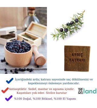 Seonland Doğal El Yapımı Ardıç Katranı-Kükürtlü Katı Sabun 2x160 gr