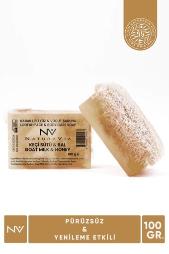 Naturavıa Cosmetıcs Doğal Kabak Lifli Ballı-Kabak Lifli-Keçi Sütü Katı Sabun 100 gr