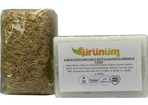 Ürünüm Şifalı Bitkiler Biberiye-Kabak Lifli-Keçi Sütlü Katı Sabun 100 gr