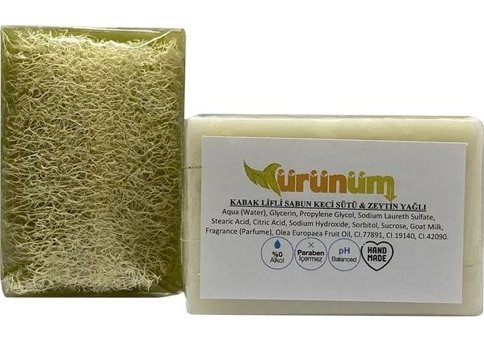 Ürünüm Şifalı Bitkiler Kabak Lifli-Keçi Sütlü-Zeytinyağlı Katı Sabun 100 gr