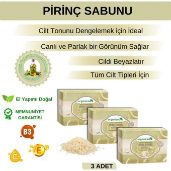 Organicsun Beyazlatıcı Etkili Pirinç Katı Sabun 3x140 gr