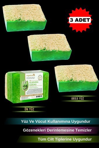 Organicsun Tüm Cilt Tipleri İÇin Aloe Vera-E Vitaminli Katı Sabun 3x120 gr
