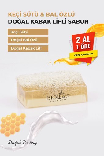 Biolea's Doğal Kabak Lifli Bal-Kabak Lifli-Keçi Sütlü Katı Sabun 110 gr