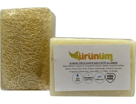 Ürünüm Şifalı Bitkiler Kabak Lifli-Keçi Sütlü-Limon Katı Sabun 100 gr