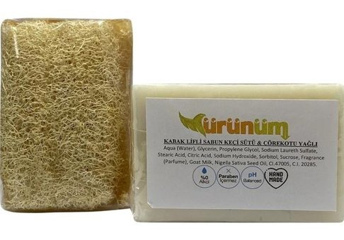 Ürünüm Şifalı Bitkiler Kabak Lifli-Keçi Sütlü-Çörek Otu Katı Sabun 100 gr