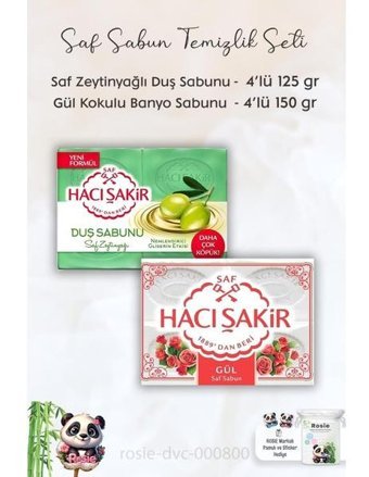 Hacı Şakir Gliserinli-Gül-Zeytinyağlı Katı Sabun 4x125 gr