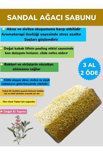 Du&Me Doğal Kabak Lifli Kabak Lifli-Sandal Ağacı Katı Sabun 130 gr