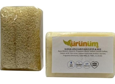 Ürünüm Şifalı Bitkiler Kabak Lifli-Keçi Sütlü-Muz Katı Sabun 100 gr