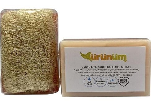 Ürünüm Şifalı Bitkiler Kabak Lifli-Keçi Sütlü-Çilek Katı Sabun 100 gr