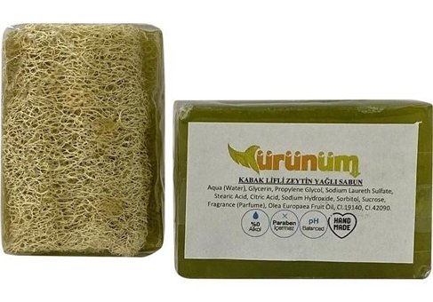 Ürünüm Şifalı Bitkiler Gliserinli-Kabak Lifli-Zeytinyağlı Katı Sabun 100 gr