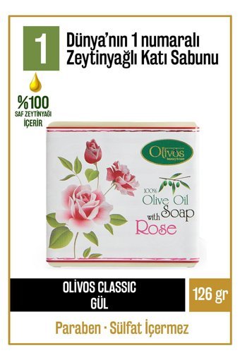 Olivos Doğal Gül-Zeytinyağlı Katı Sabun 126 gr