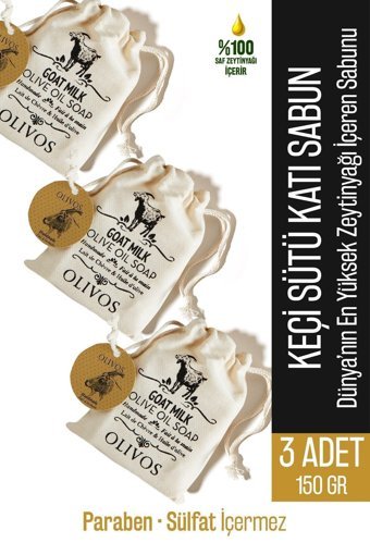 Olivos Doğal Keçi Sütlü-Zeytinyağlı Katı Sabun 3x150 gr