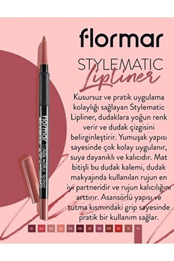 Flormar Style Matic Sl05 Asansörlü Suya Dayanıklı İnce Kalıcı Mat Dudak Kalemi Pembe