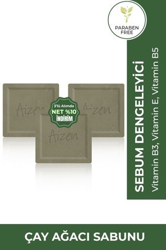 Aizen Akne Karşıtı Çay Ağacı Katı Sabun 3x150 gr