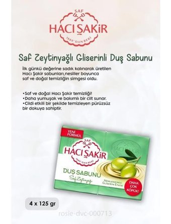 Hacı Şakir Gliserinli-Zeytinyağlı Katı Sabun 4x125 gr