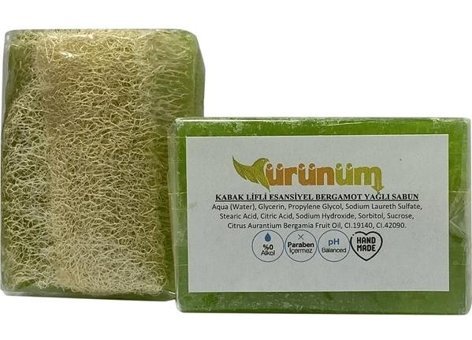 Ürünüm Şifalı Bitkiler Bergamot-Kabak Lifli Katı Sabun 100 gr