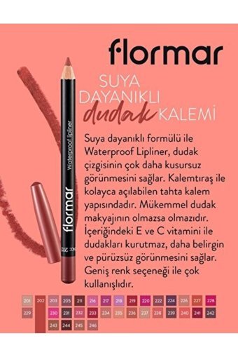 Flormar No:240 Suya Dayanıklı İnce Kalıcı Mat Dudak Kalemi Nar Çiçeği