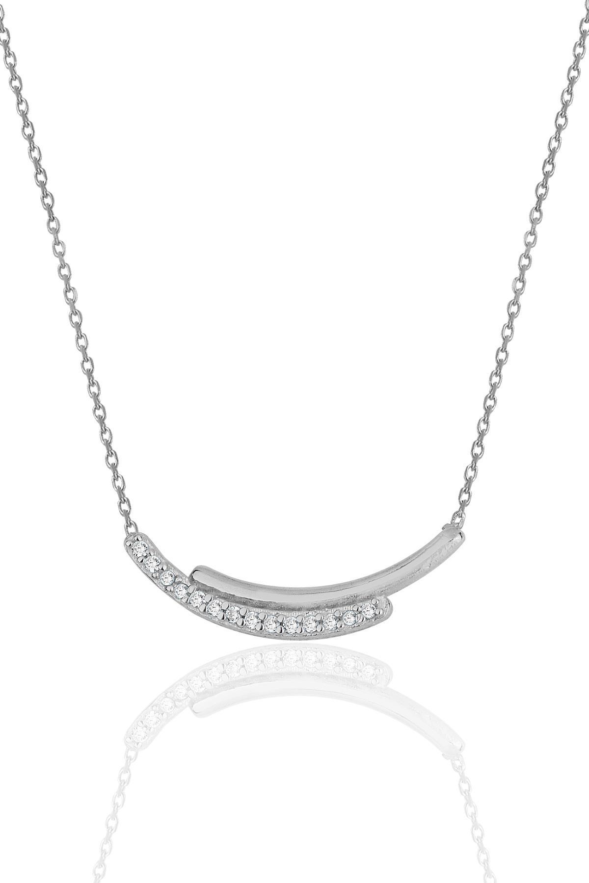 Söğütlü Silver Zirkon Taşlı Kararmayan Forse Zincir Kadın Gümüş Kolye 44 cm