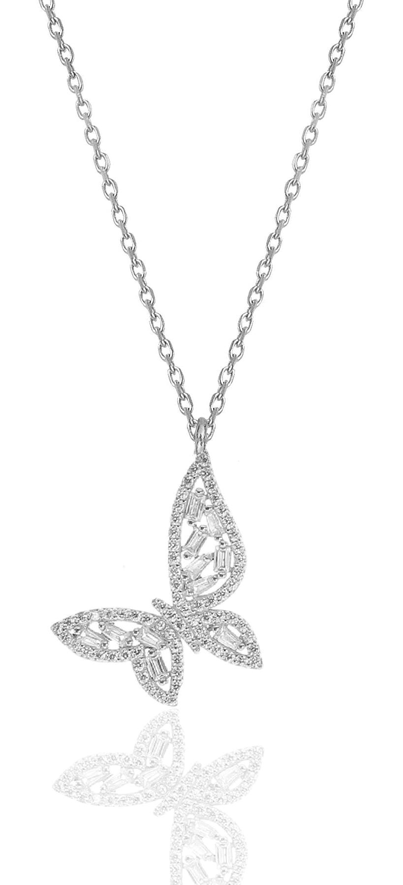 Söğütlü Silver Baget Zirkon Taşlı Kararmayan Forse Zincir Kadın Gümüş Kolye 45 cm