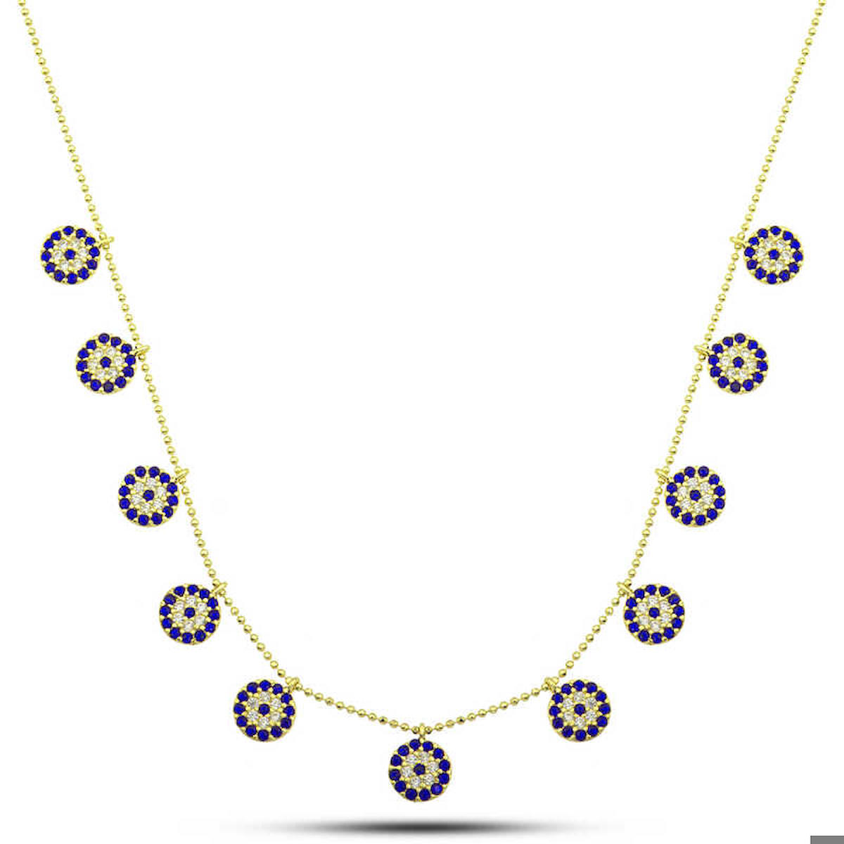 Aya Diamond Mücevherat Yuvarlak Çok Renkli Zirkon Kararmayan Düz Zincir Kadın Gümüş Kolye 45 cm