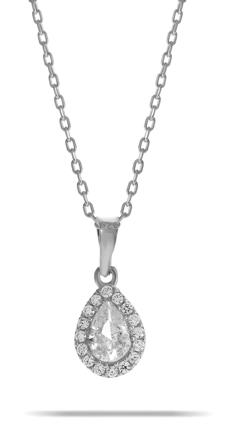 Sümer Telkari Beyaz Kuvars Taşlı Kararmayan Topaz Düz Zincir Kadın Gümüş Kolye 45 cm