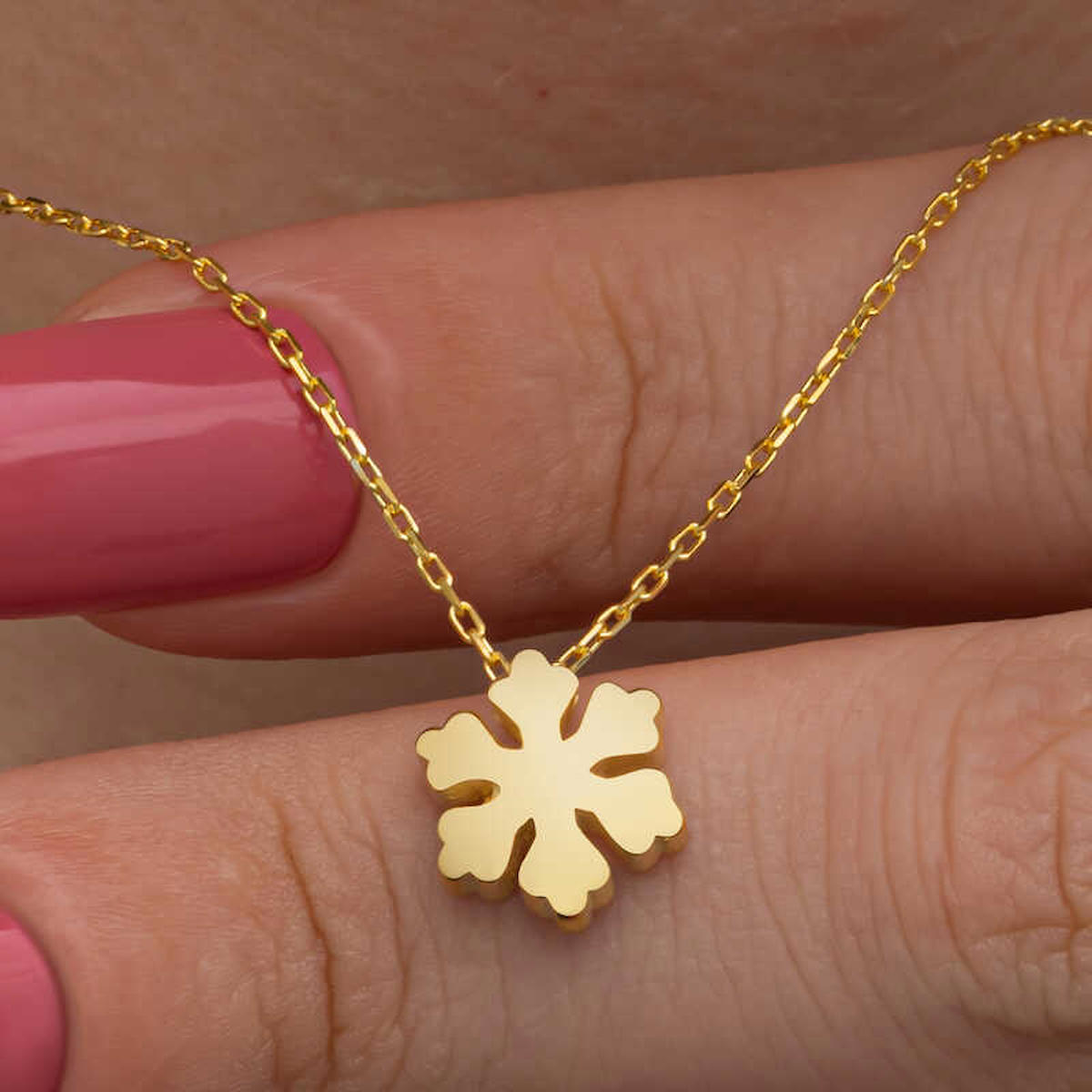 Aya Diamond Mücevherat Çiçek Beyaz Kararmayan Düz Zincir Kadın Gümüş Kolye 45 cm