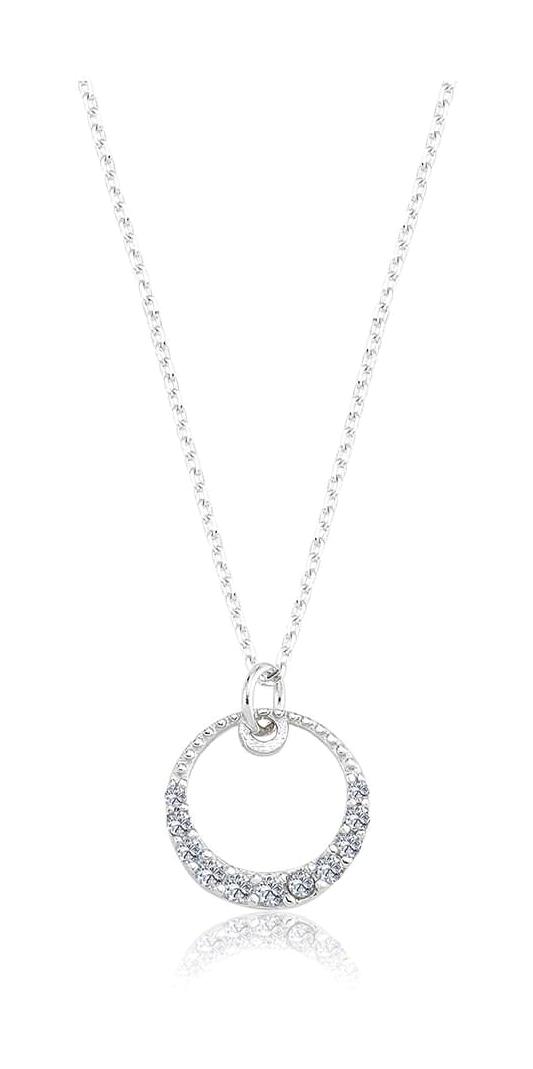 Fasekgold Yuvarlak Beyaz Zirkon Taşlı 925 Ayar Kararmayan Düz Zincir Kadın Gümüş Kolye 45 cm