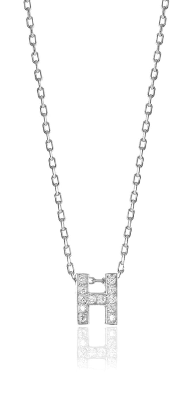 Söğütlü Silver Beyaz Zirkon Taşlı H Harfli 925 Ayar Kararmayan Forse Zincir Kadın Gümüş Kolye 40 cm