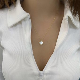 Choice Beyaz Zirkon Taşlı Kararmayan Düz Zincir Kadın Gümüş Kolye 45 cm