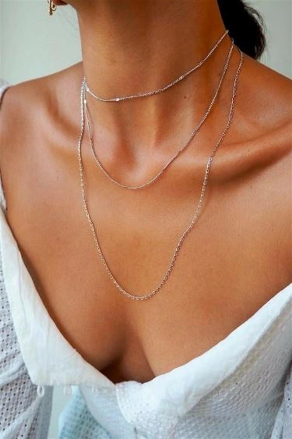 X Lady Accessories Zincir Kadın Gümüş Kolye 50 cm