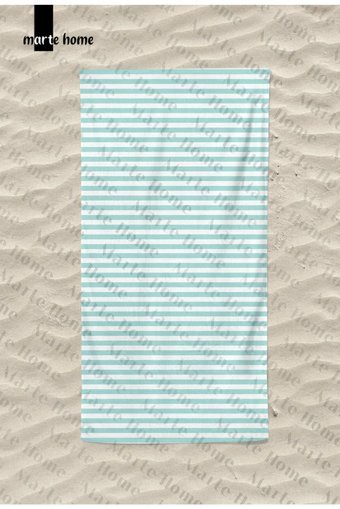 Marte Home Summer Stripes 3 Plaj Havlusu Beyaz Yeşil