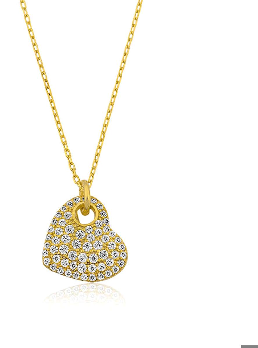 Aya Diamond Mücevherat Beyaz Zirkon Kararmayan Çiçek Düz Zincir Kadın Gümüş Kolye 45 cm