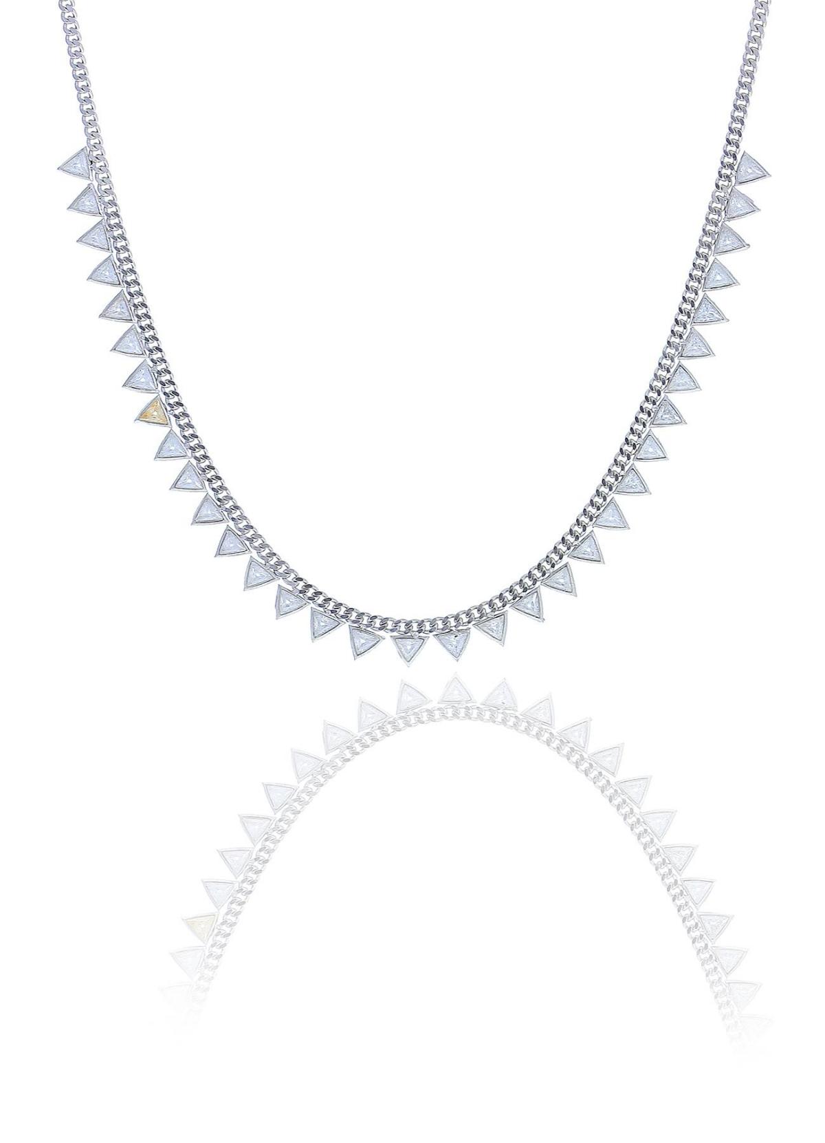 Söğütlü Silver Beyaz Zirkon Taşlı 925 Ayar Kararmayan Piramit Gurmet Zincir Kadın Gümüş Kolye 40 cm
