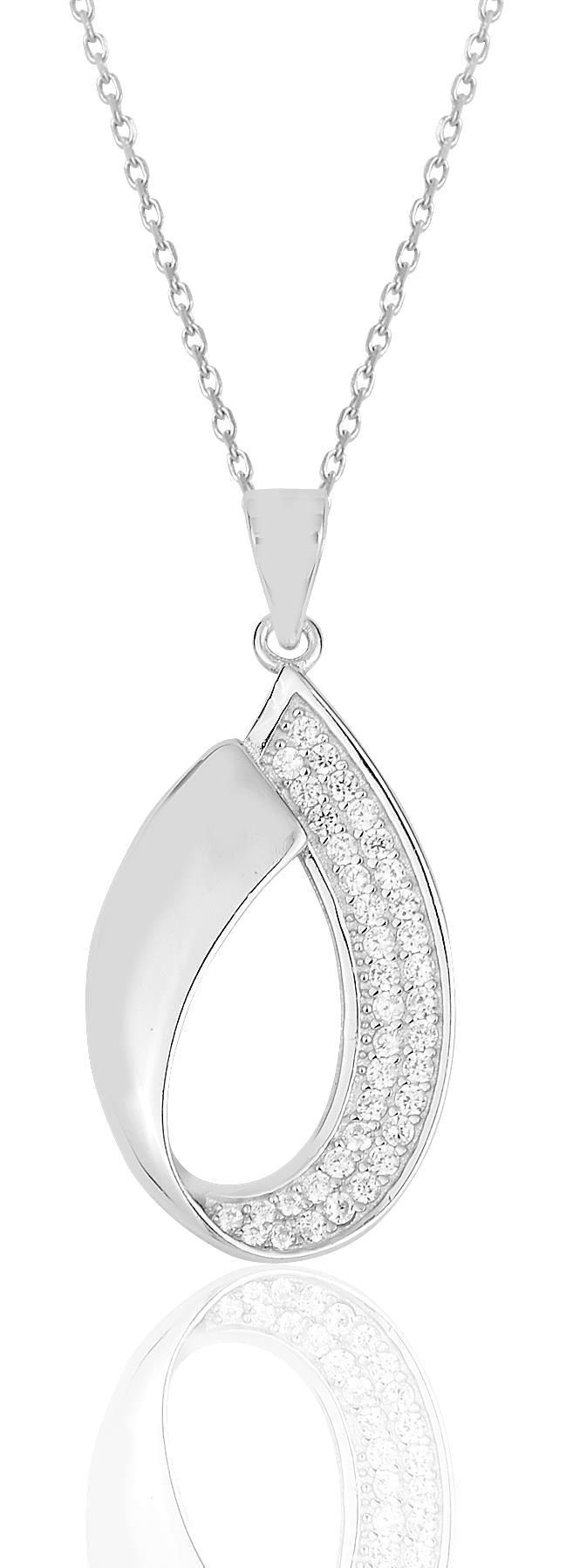 Söğütlü Silver Beyaz Zirkon Taşlı 925 Ayar Kararmayan Damla Forse Zincir Kadın Gümüş Kolye 45 cm