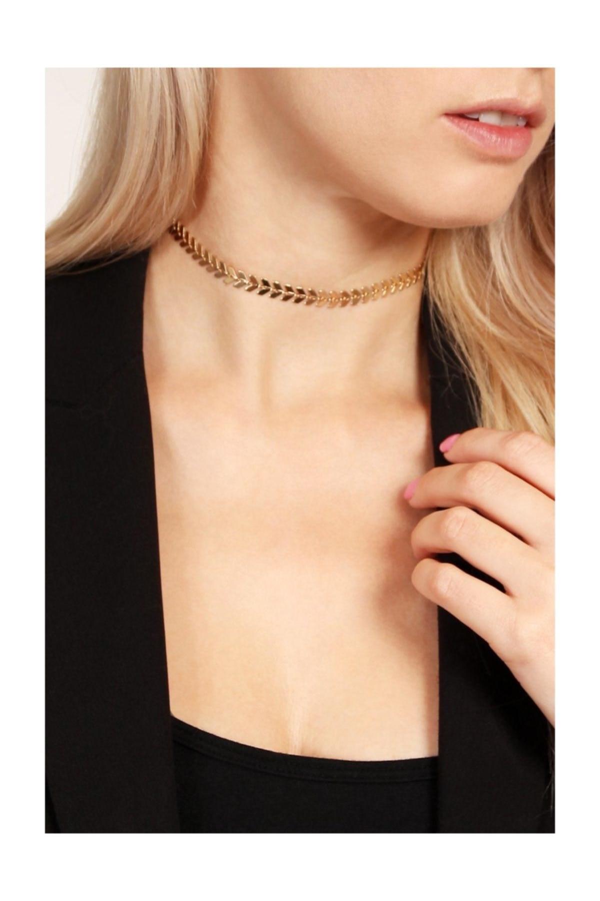 X Lady Accessories Yaprak Balıksırtı Zincir Kadın Gümüş Kolye