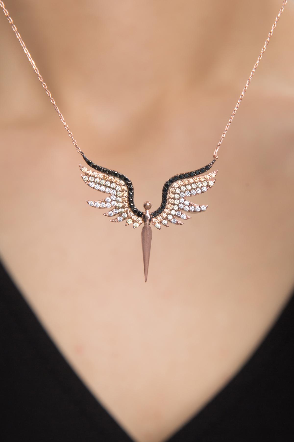 Elika Silver Çiçek Çok Renkli Zirkon Taşlı 925 Ayar Kararmayan Düz Zincir Kadın Gümüş Kolye 45 cm