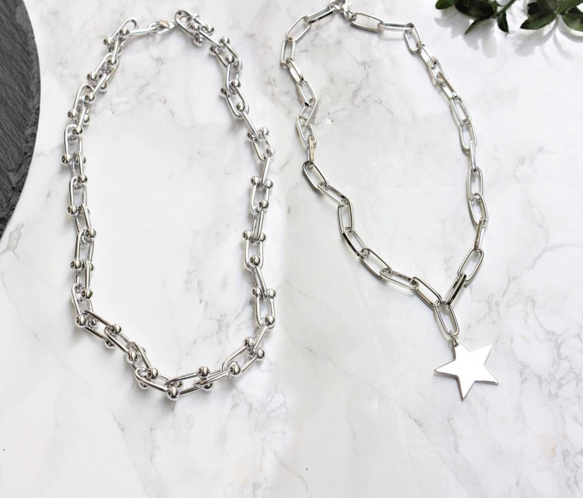 X Lady Accessories Yıldız Kararmayan Örgü Zincir Kadın Gümüş Kolye 50 cm