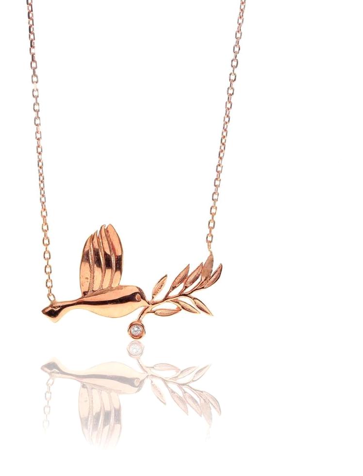 Söğütlü Silver Beyaz Zirkon Taşlı 925 Ayar Kararmayan Kuş Forse Zincir Kadın Gümüş Kolye 45 cm