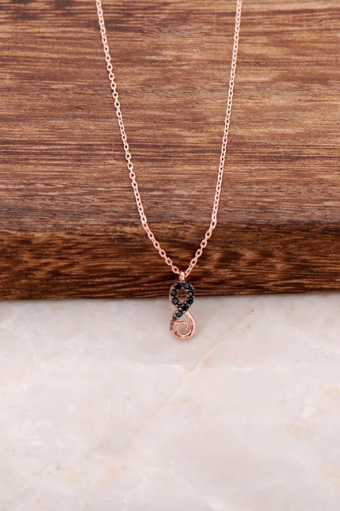 Sümer Telkari Siyah Safir Taşlı Kararmayan Kar Tanesi Düz Zincir Kadın Gümüş Kolye 44 cm