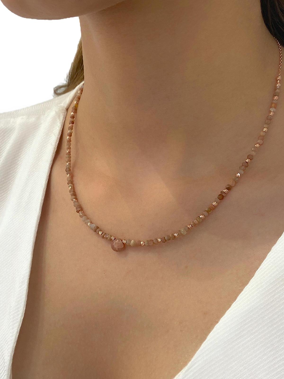 Magümüş Çok Renkli Akik Taşlı 925 Ayar Kararmayan Zincir Kadın Gümüş Kolye 45 cm