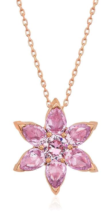 Pirmoda Baykuş Pembe Zirkon 925 Ayar Kararmayan Forse Zincir Kadın Gümüş Kolye 45 cm