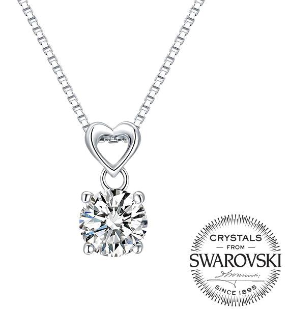 Swarovski Beyaz Swarovski Taşlı 925 Ayar Evet Kararmayan Tektaş Arpa Zincir Zincir Kadın Gümüş Kolye 38 cm