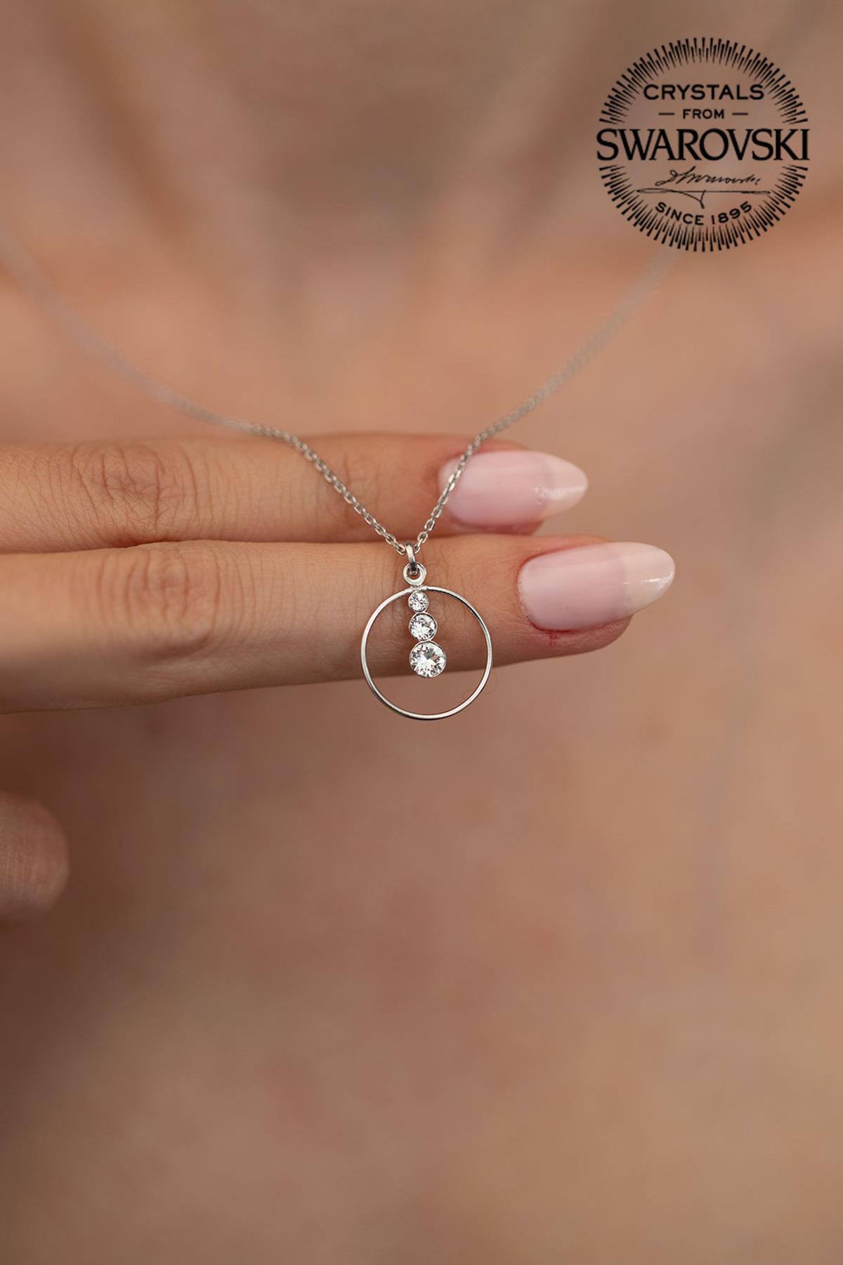 Swarovski Beyaz Swarovski Taşlı Kararmayan Uğur Böceği Düz Zincir Kadın Gümüş Kolye 45 cm